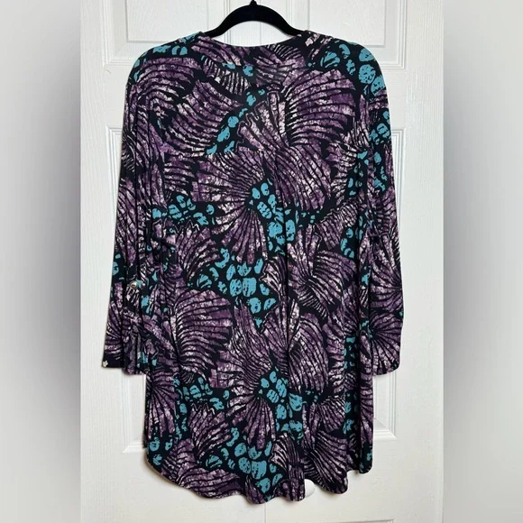 Dear Scarlett Vibrant Purple and Teal Blouse - Picture 5 of 6